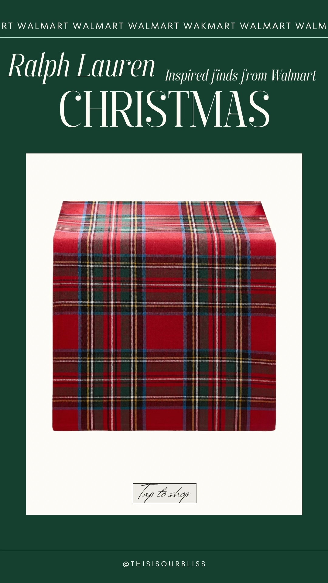 Ralph Lauren Christmas inspired finds at Walmart 🎄

Red tartan plaid table runner for your holiday table! Under $15!  ❤️

Walmart, Walmart holiday, Walmart Home, Ralph Lauren inspo 

#LTKHoliday #LTKHome #LTKSaleAlert
