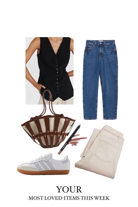 Waistcoat, denim jeans tote bag, white jeans, leather trainers

#LTKstyletip #LTKeurope #LTKSeasonal