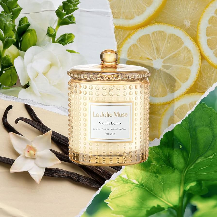 LA JOLIE MUSE Vanilla Bomb Candle \u2013Vanilla, Lemon Zest & Patchouli | 10 oz Natural Soy Wax |... | Amazon (US)