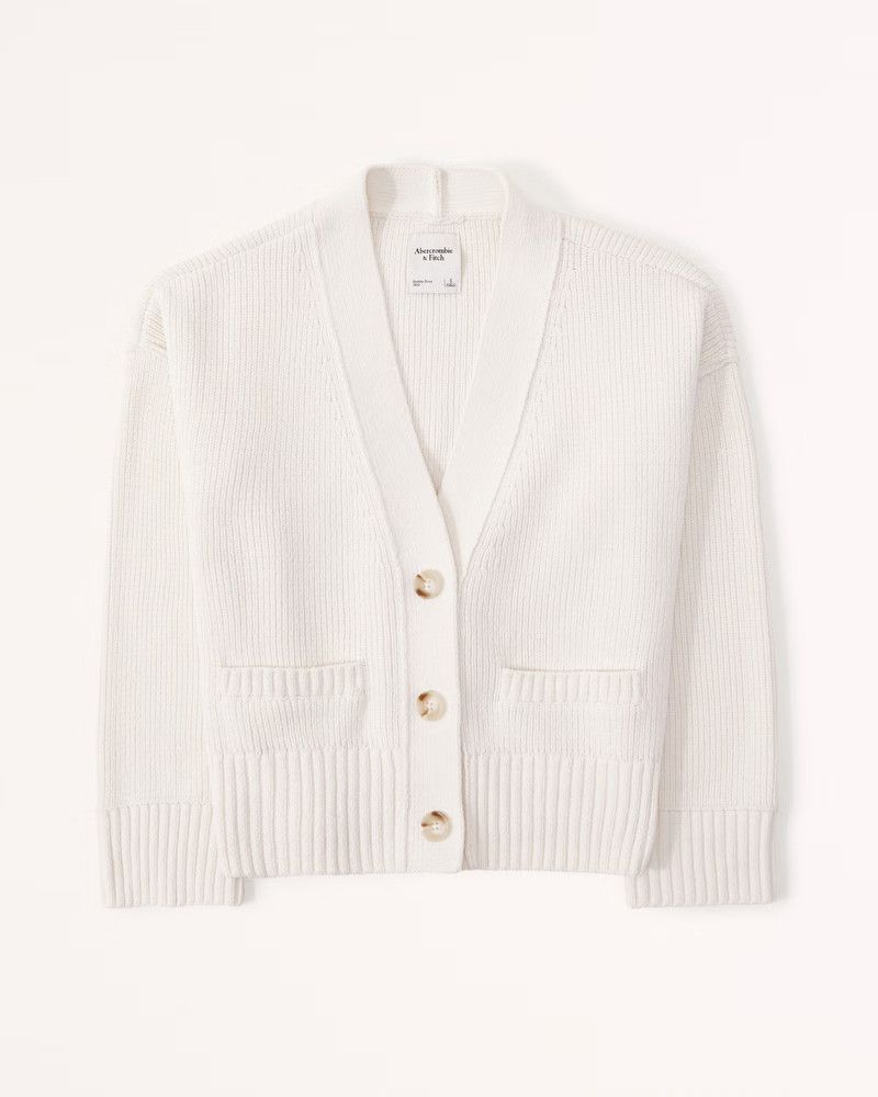 Chenille Mid-Length Cardigan | White Cardigan | White Sweater Sweaters | Spring Outfits 2023 | Abercrombie & Fitch (US)