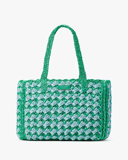 High Tide Striped Crochet Raffia Medium Tote | Kate Spade (US)