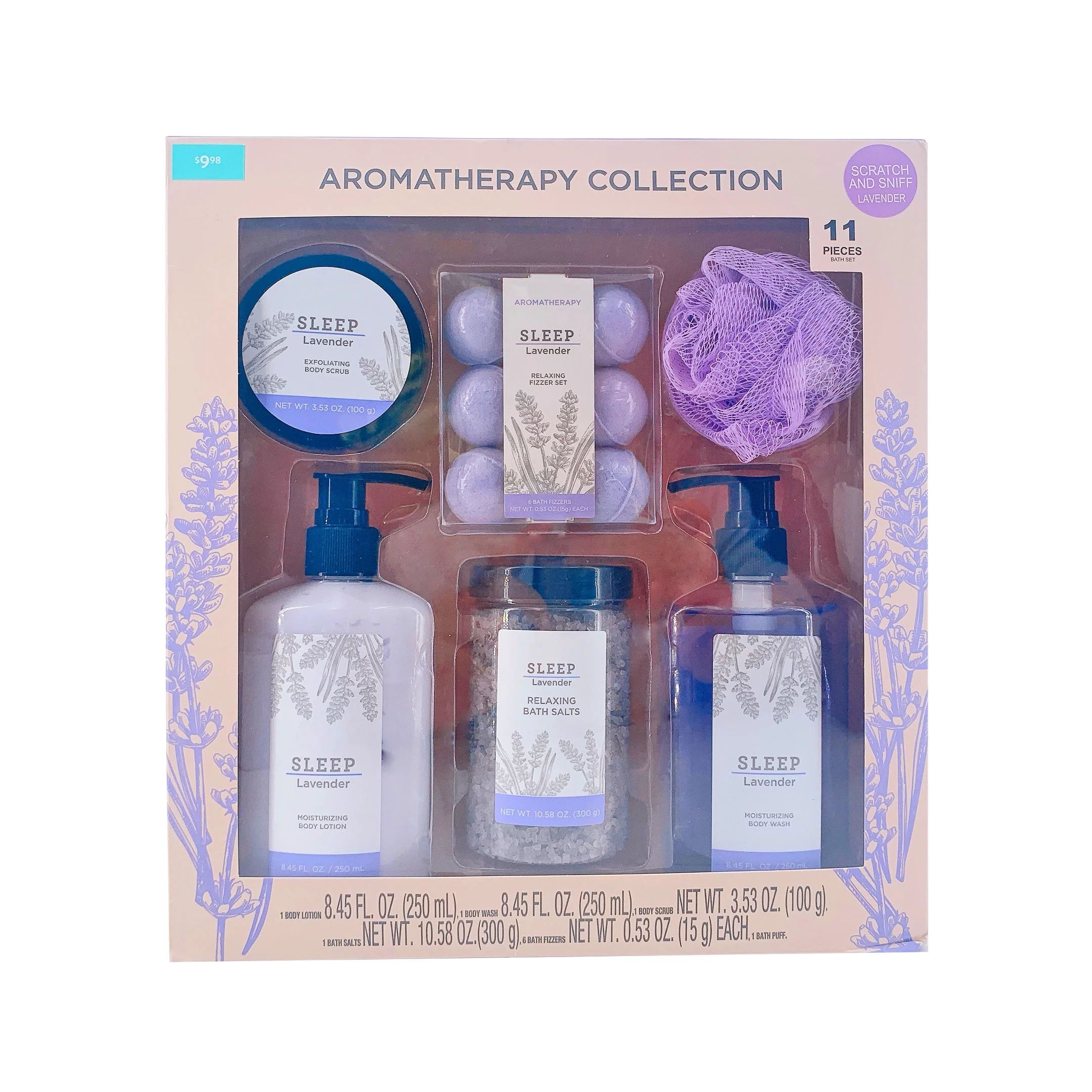 Aromatherapy Sleep Bath Gift Set, Lavender, 11 Piece Set - Walmart.com | Walmart (US)