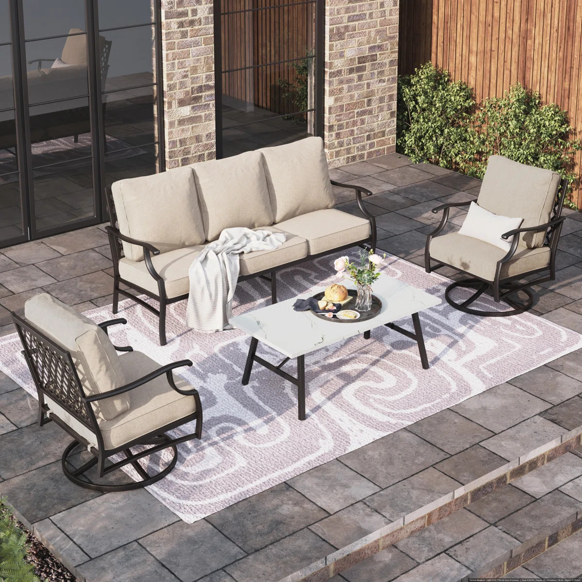 Asfand 5-7 - Person Patio Conversation Set with Swivel Lounge Chairs & Optional Ottoman | Wayfair North America