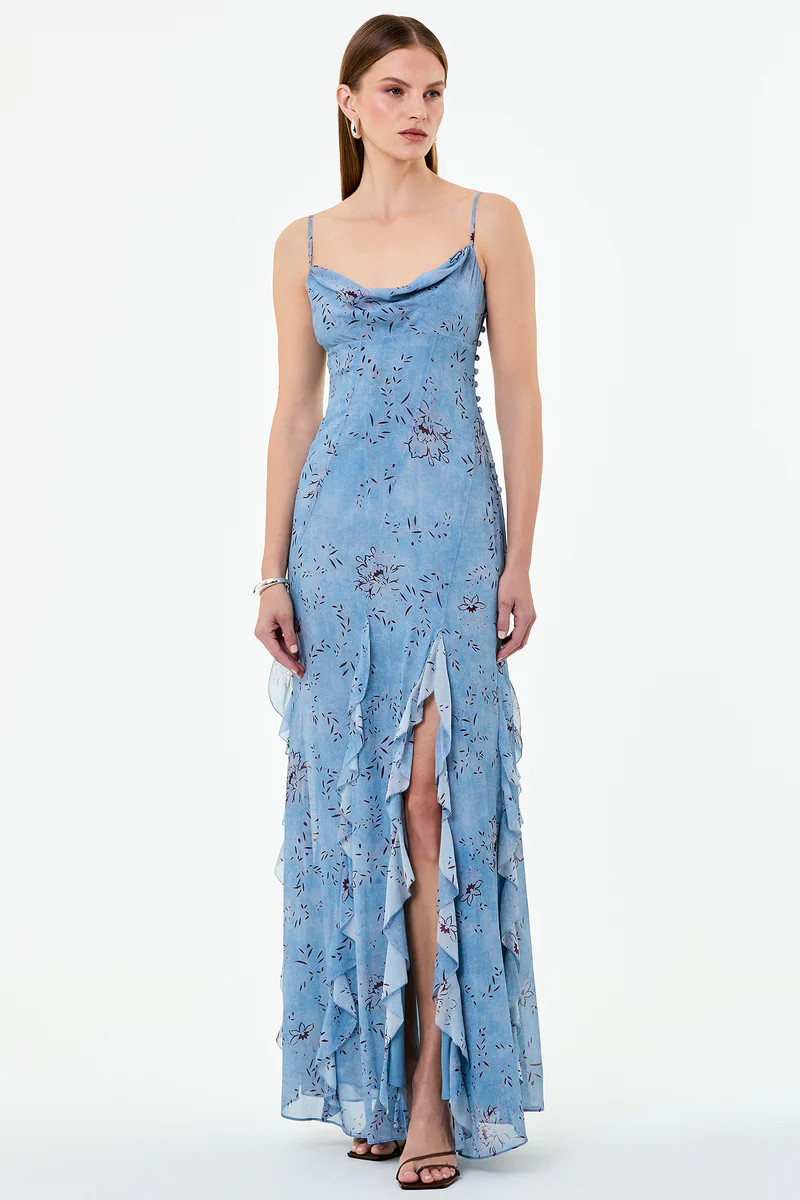 KAMILA DRESS - WISTERIA FLORAL BLUE SMOKE | Nicholas The Label
