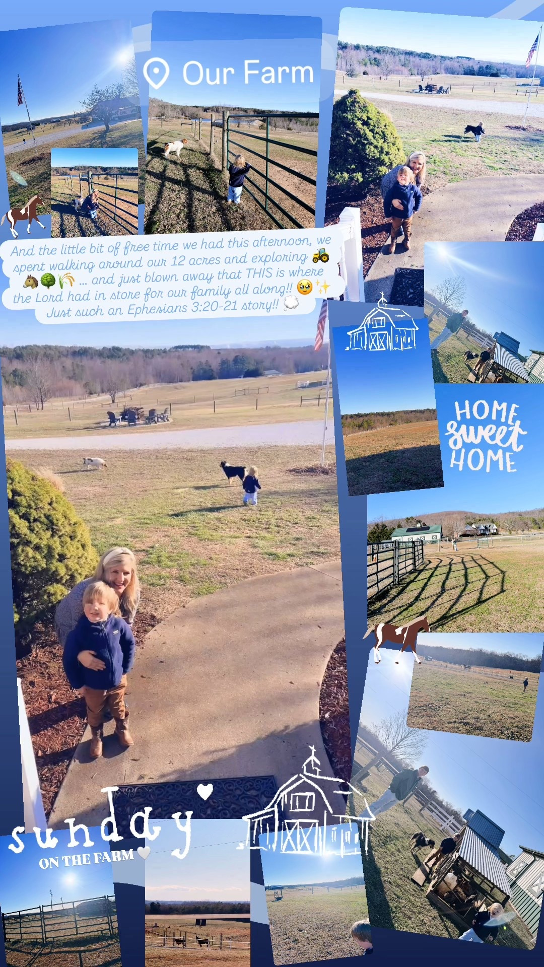 And the little bit of free time we had this afternoon, we spent walking around our 12 acres and exploring 🚜🐴🌳🌾 … and just blown away that THIS is where the Lord had in store for our family all along!! 🥹✨ Just such an Ephesians 3:20-21 story!! 💭