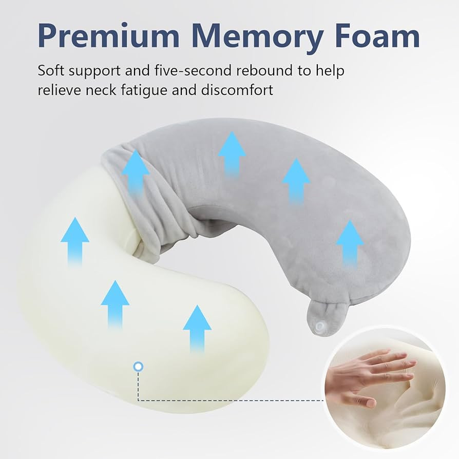 Travel Pillow, Memory Foam Neck Pillow for Traveling, U Shape Airplane Portable Flight Pillow Adu... | Amazon (US)
