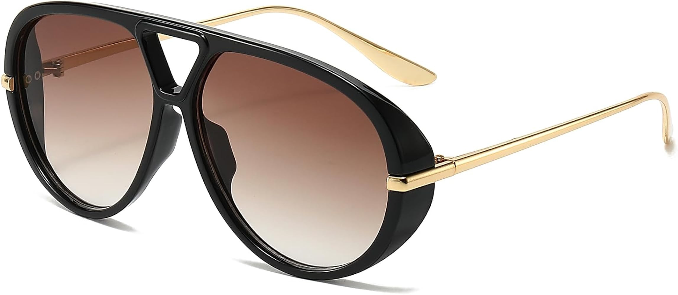 YAMEIZE Pilot Sonnenbrille für Herren Damen Runde 70er Pilot Retro Übergroße Doppel Brücke Vi... | Amazon (DE)