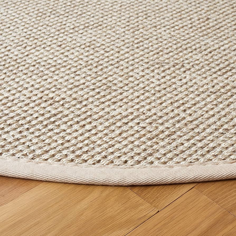 SAFAVIEH Area Rug 5' Round - Natural Fiber Collection - Marble & Beige, Sisal, Woven Design with ... | Amazon (US)