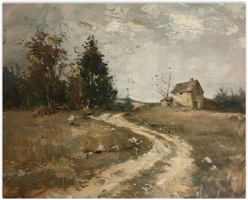 FTDIX Retro Rustic Country Paint by Numbers Kit for Adults, Vintage Landscape Paint by Number on ... | Amazon (US)