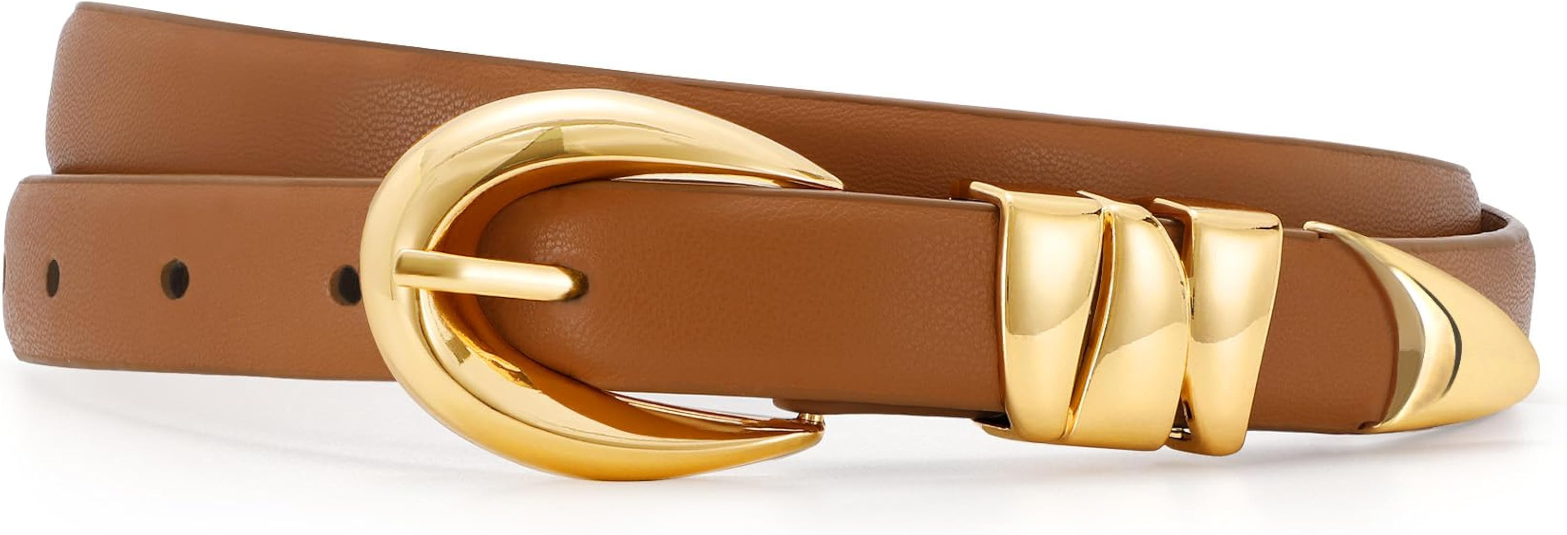 XZQTIVE Women's Skinny Leather Belts Ladies Thin Waist Belts for Jeans Dress Pants Trendy Black B... | Amazon (US)