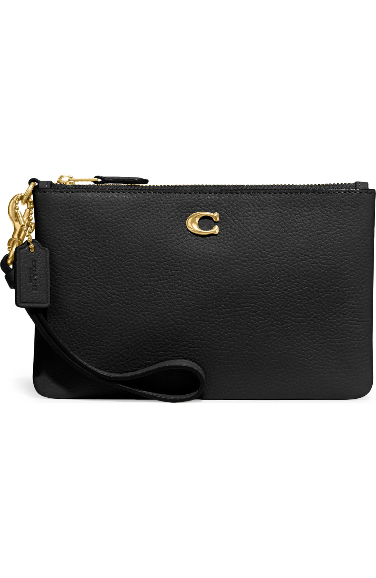 Small Polished Pebbled Leather Wristlet | Nordstrom