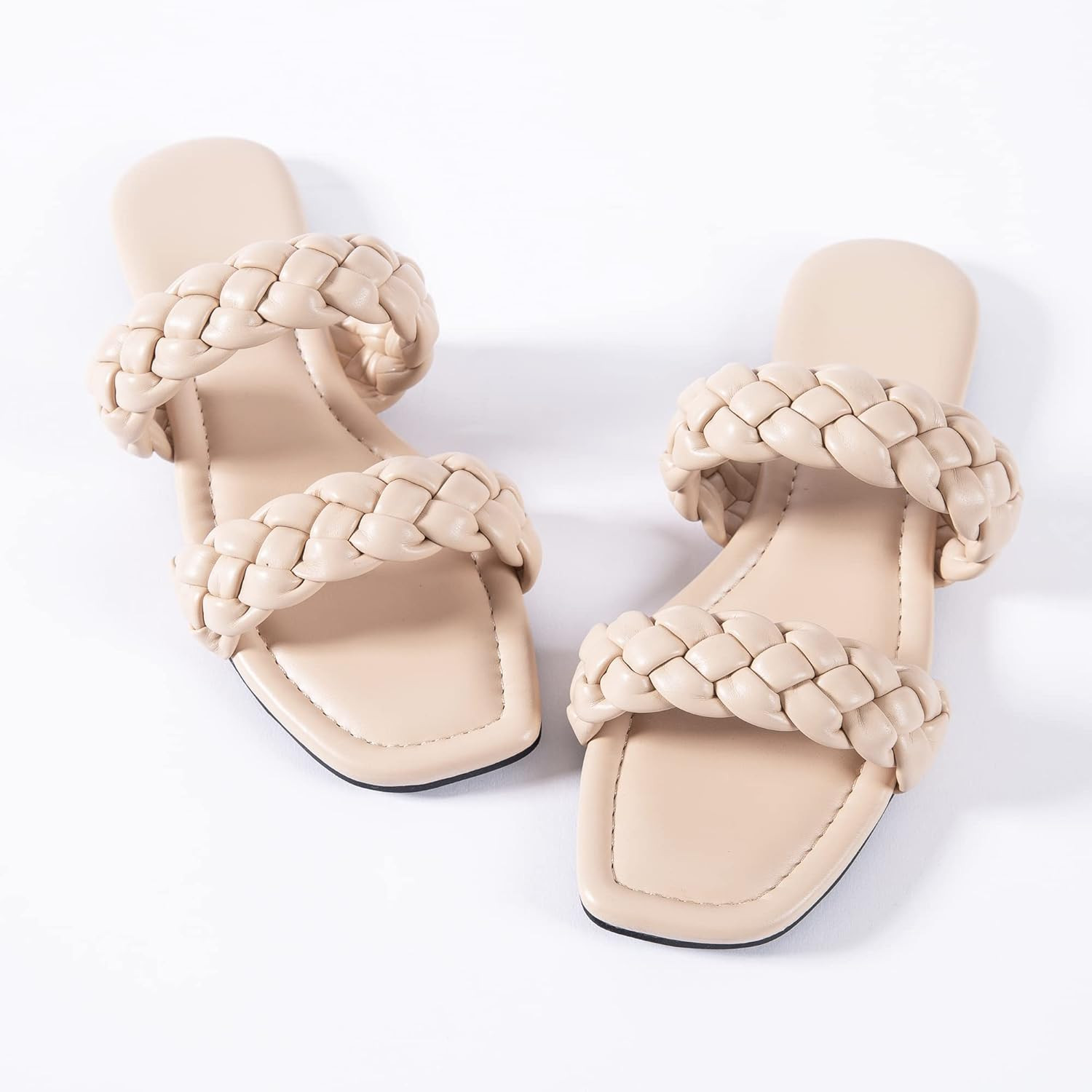 Mtzyoa Women Flat Sandals Braided Leather Crossover Nude Dressy Fashion Evening Party Wedding San... | Amazon (US)