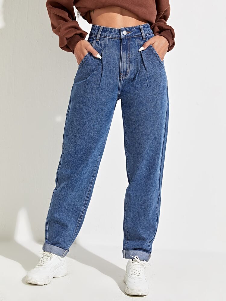 Slant Pocket Mom Fit Jeans | SHEIN