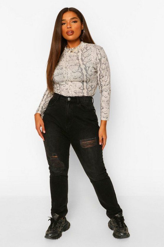 Plus Snake Print High Neck Bodysuit | Boohoo.com (US & CA)