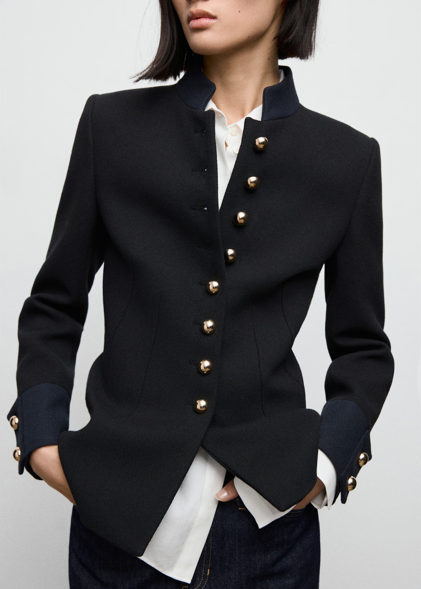 Fitted jacket with band collar | Mango (US/MX/AU)