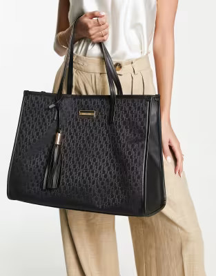 River Island jacquard shopper bag in black | ASOS (Global)