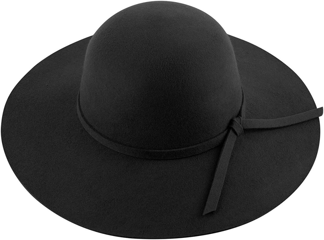 Lanzom Women Lady Retro Wide Brim Floppy Panama Hat Belt Wool Fedora Hat | Amazon (US)