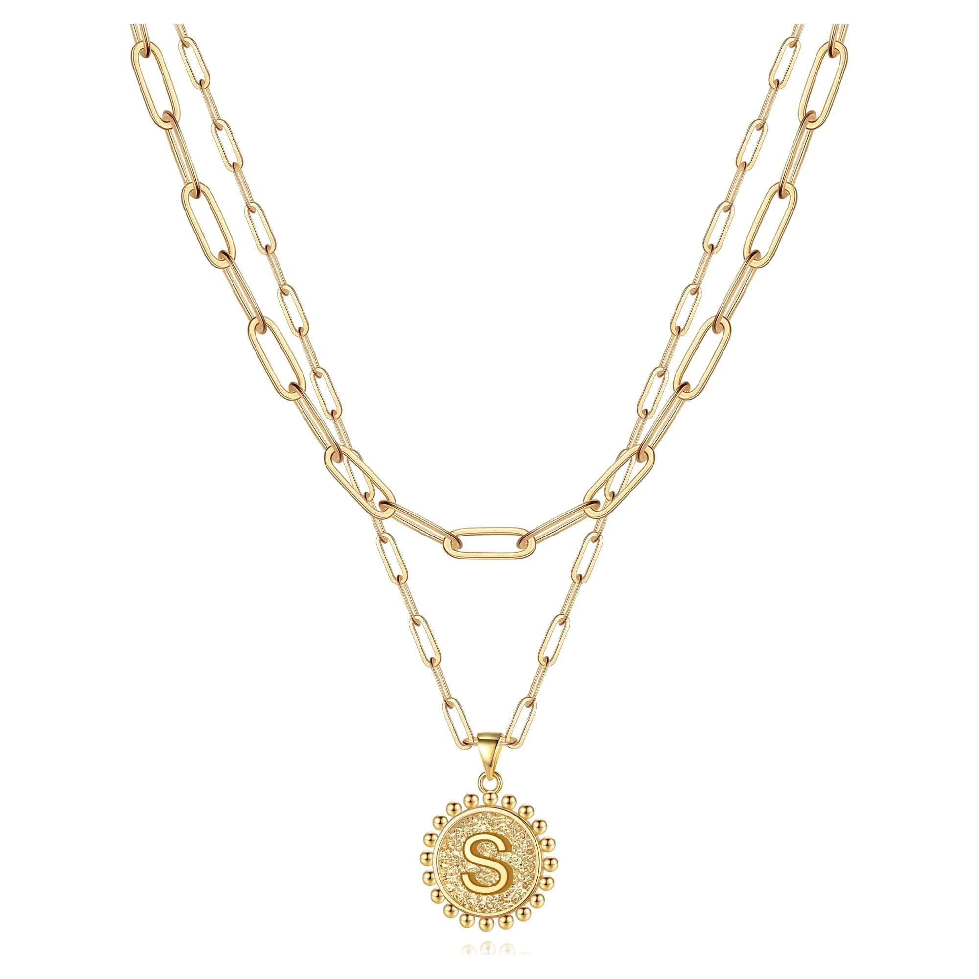 TINGN Gold Initial Necklaces for Women Girls 14K Gold Plated Dainty Layering Paperclip Link Chain... | Walmart (US)