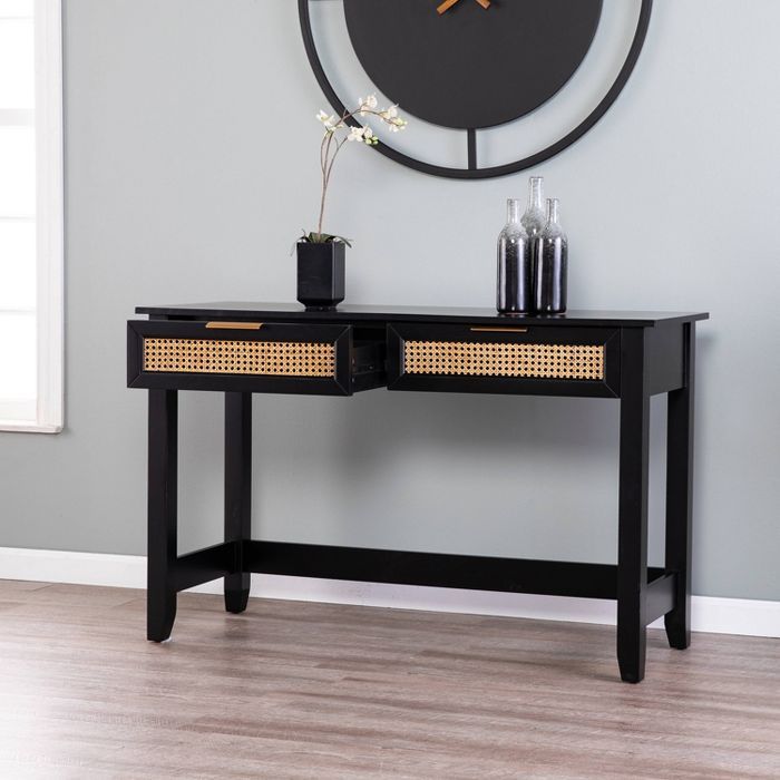 Chekshire Storage Console Black/Natural - Holly & Martin | Target
