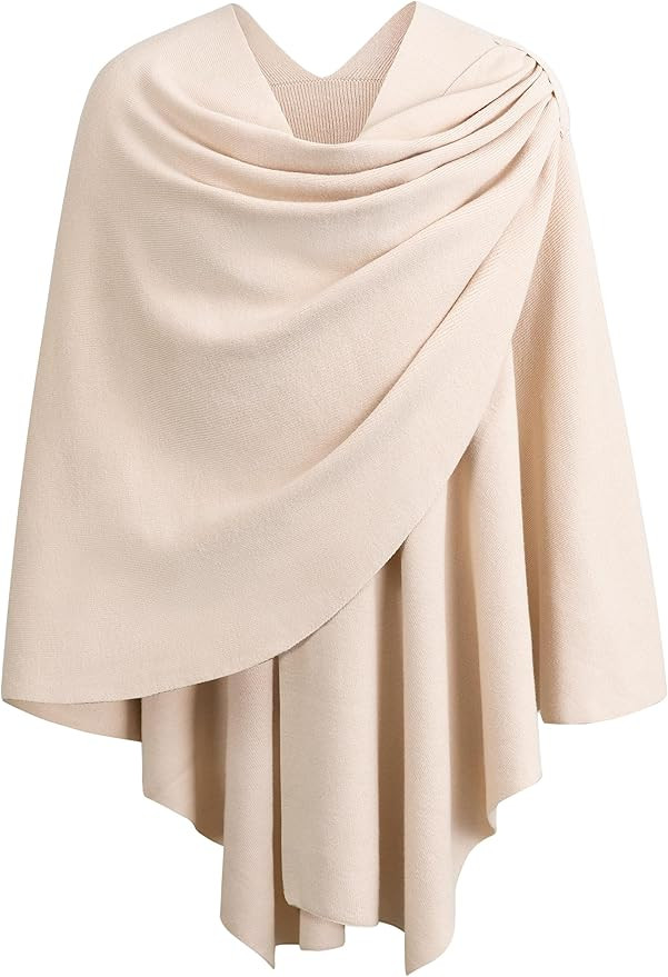 PULI Womens Large Cross Front Poncho Sweater Wrap Topper Knitted Elegant Shawls Cape for Fall Win... | Amazon (US)