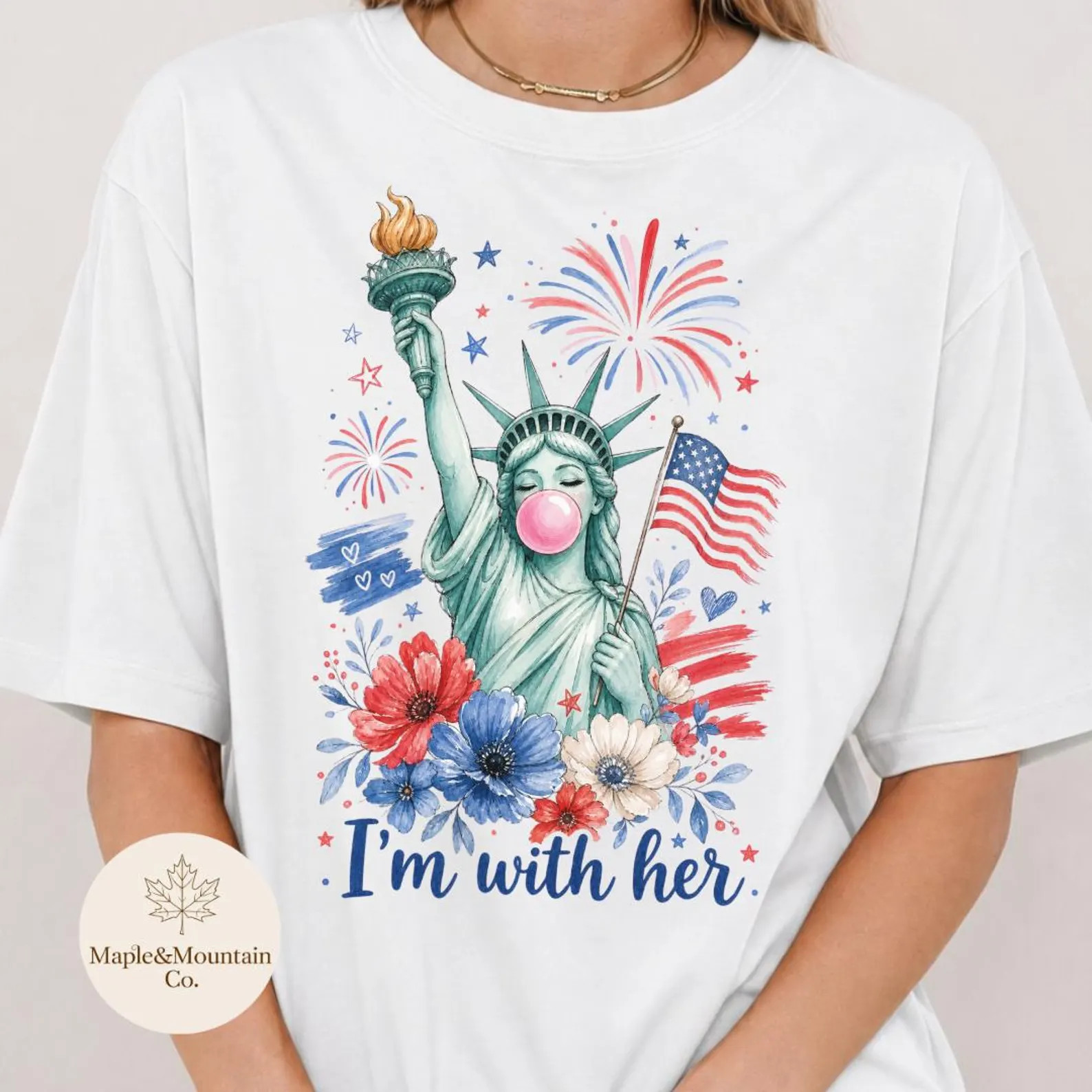 I'm With Her, Statue of Liberty 4th of July Feminist Shirt, Patriotic Tee, Vintage 4th of July Sh... | Etsy (Global)