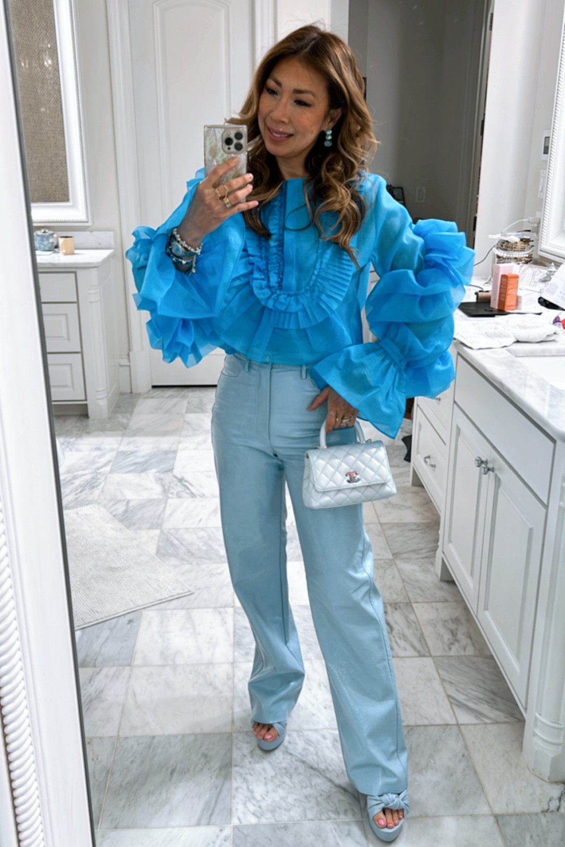 Tonal blue outfit 💙⚡️🦋 #ruffletop #statementtop

#LTKstyletip #LTKSeasonal #LTKshoecrush