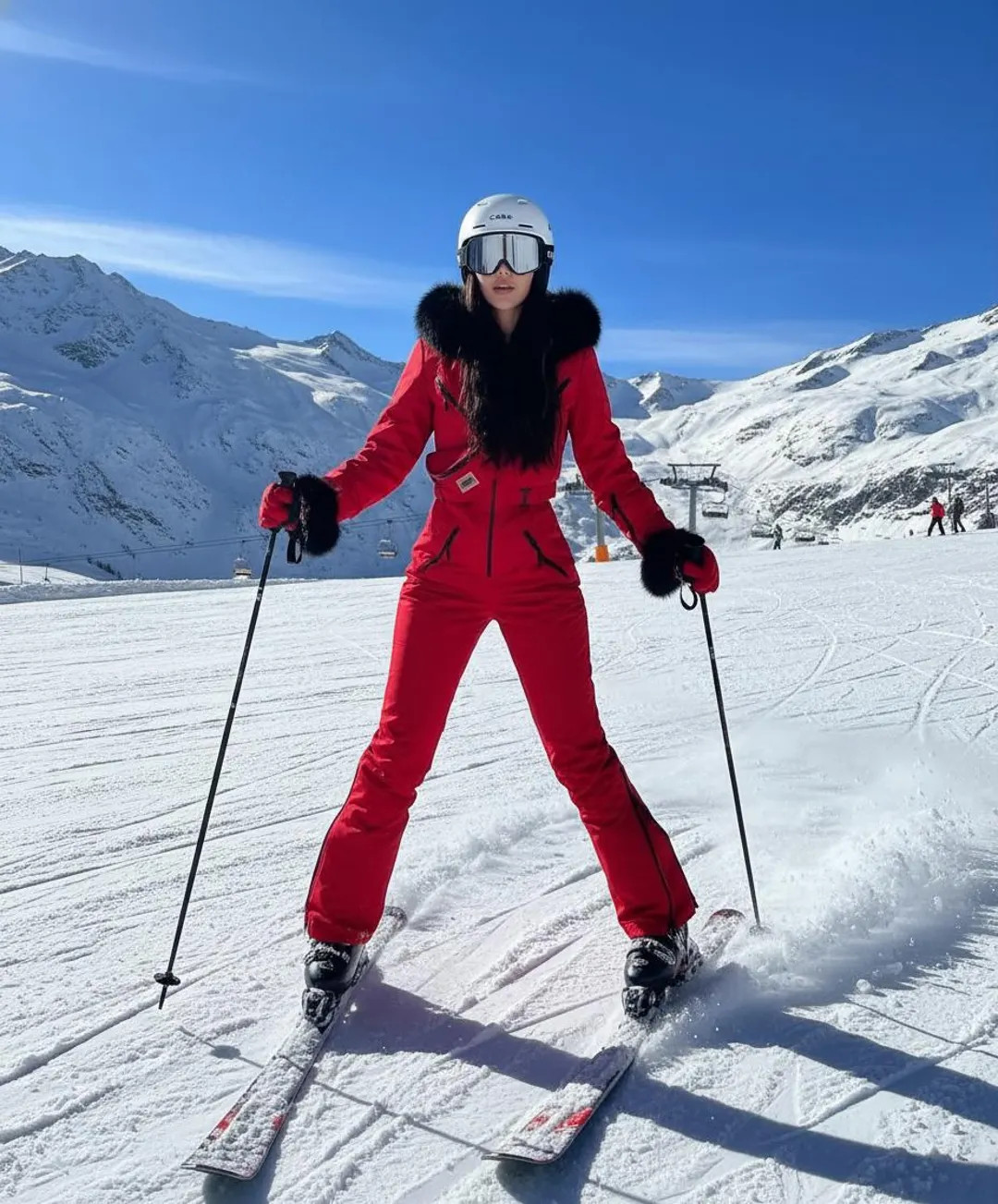 Red Women’s Ski Jumpsuit With Natural Fur, Gloves & Bag | Waterproof Membrane Winter Suit | Siz... | Etsy (US)