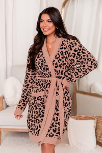 Relax and Unwind Black and Brown Leopard Robe | Pink Lily