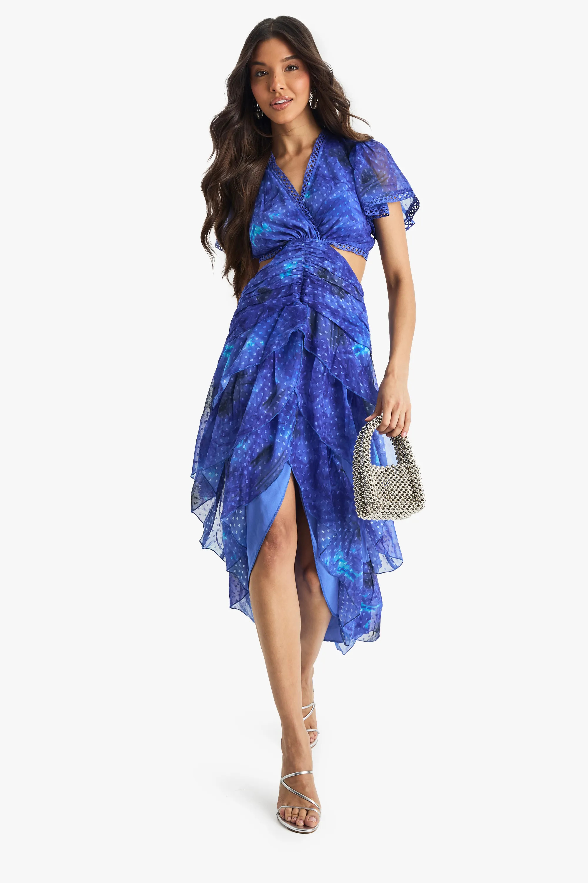 Dresses | Floral Dobby Ruffle Detail Midaxi Dress | boohoo | Boohoo.com (UK & IE)