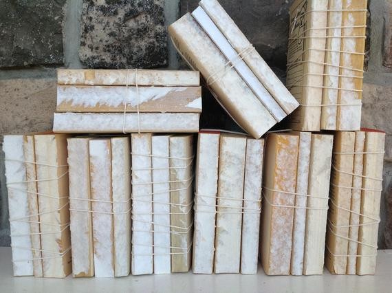 Farmhouse Book Decor, Bookshelf Decor, Vintage Book Stack, Vintage Book Bundle, Shabby Chic Books... | Etsy (US)