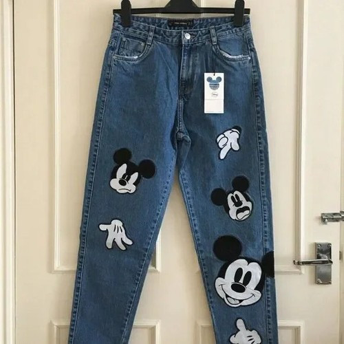 ZARA DISNEY © MICKEY PATCHES EMBROIDERED DENIM MOM JEANS 6855/220 6855/010   | eBay | eBay US