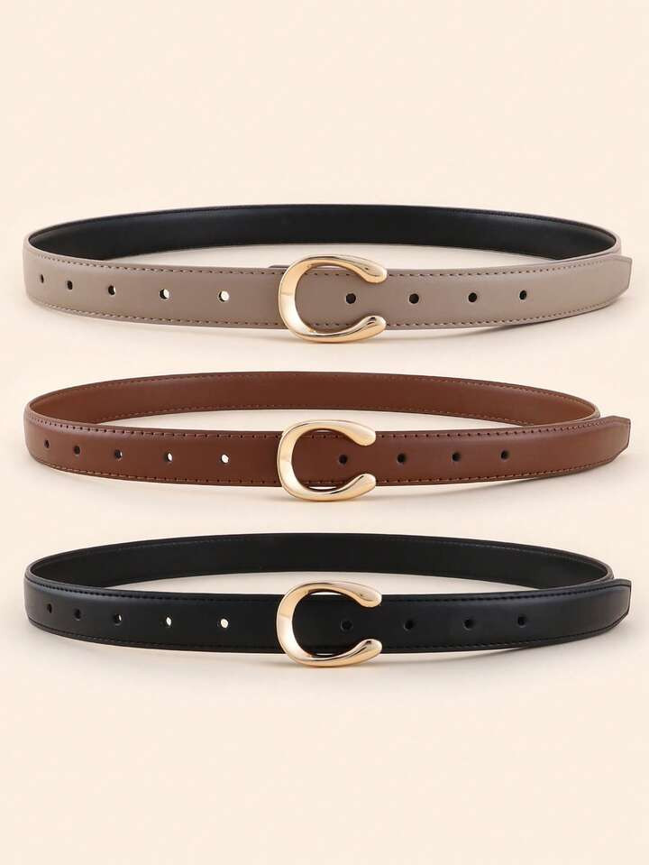 Letter Decoration Alloy Buckle Women's Casual Commuter & Streetwear Fashion Versatile Belt Summer... | SHEIN