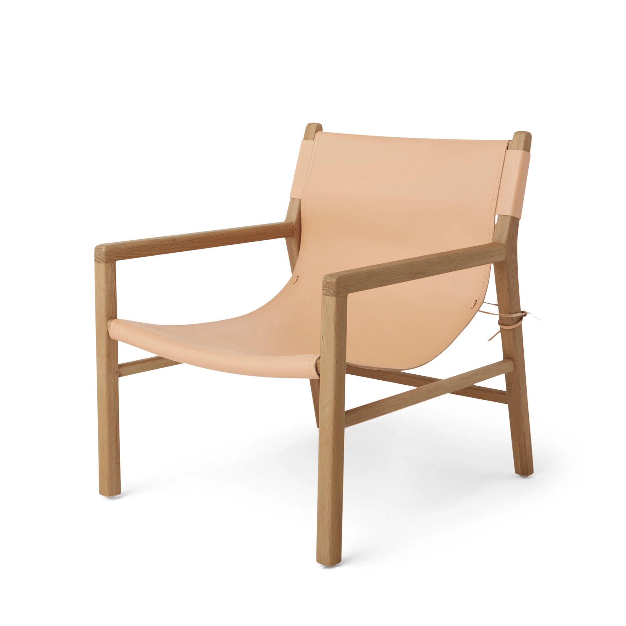 Lounge #1 - Sling Lounge in Oak with Neutral Leather | Hati Home