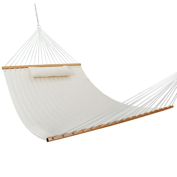 Double Hammock Smooth Breathable Cotton Body Bonus Pollow Backyard Garden Outdoor Outing Travelin... | Walmart (US)