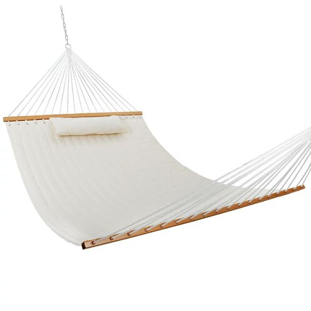 Double Hammock Smooth Breathable Cotton Body Bonus Pollow Backyard Garden Outdoor Outing Travelin... | Walmart (US)