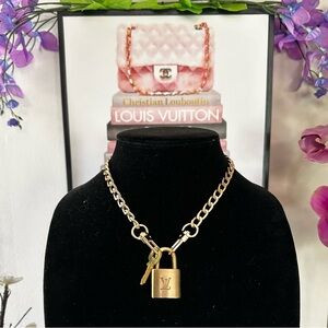 Authentic Louis Vuitton #454 Lock & Key Set on a 18K Gold Plated Chain Necklace | Poshmark