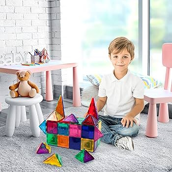 PicassoTiles 60 Piece Set 60pcs Magnet Building Tiles Clear Magnetic 3D Building Blocks Construct... | Amazon (US)