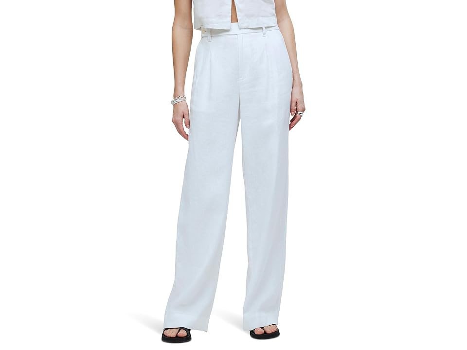 Madewell The Harlow Wide-Leg Pant in 100% Linen (Eyelet White) Women's Dress Pants | Zappos