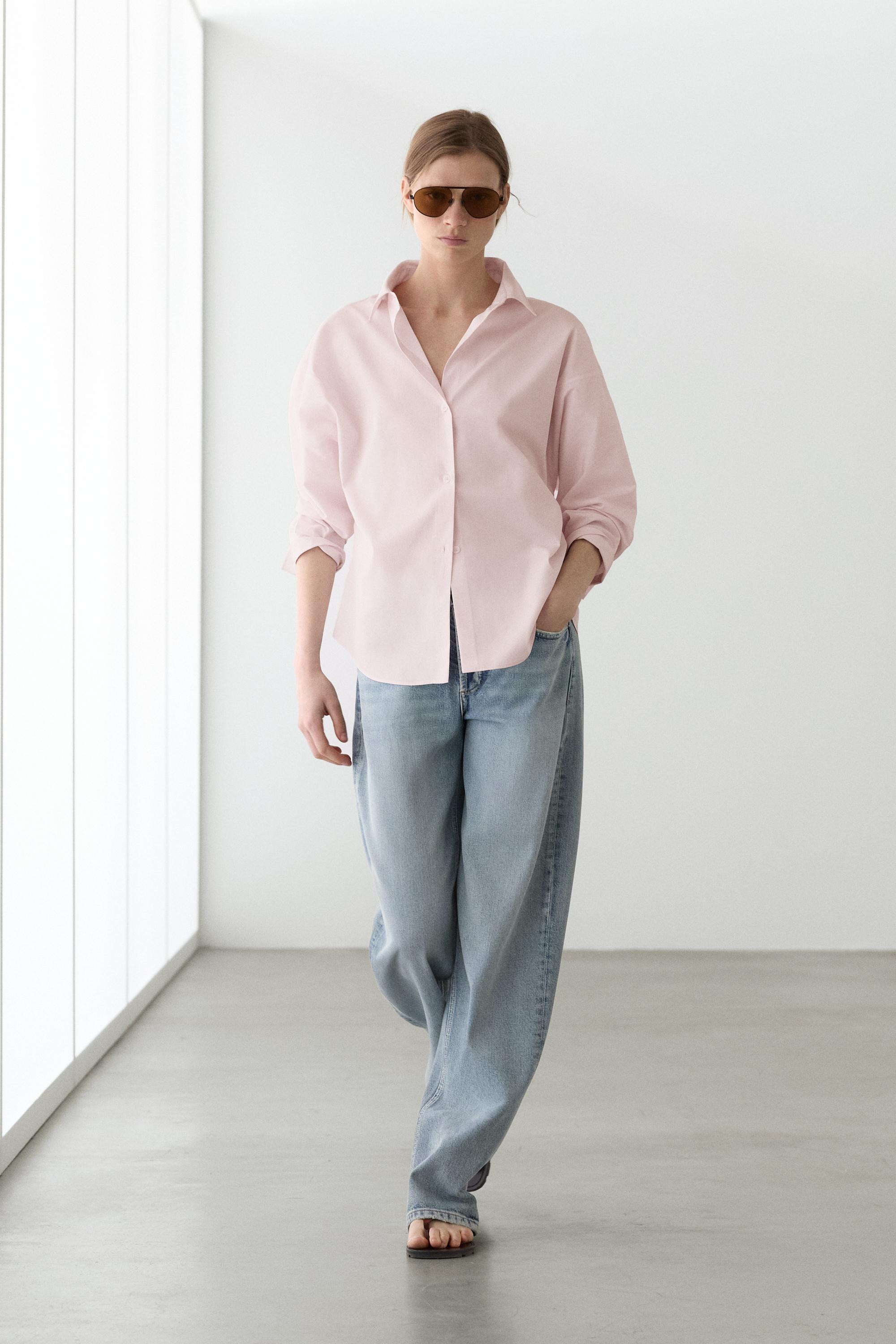 Cotton poplin shirt with dart detail | Massimo Dutti US