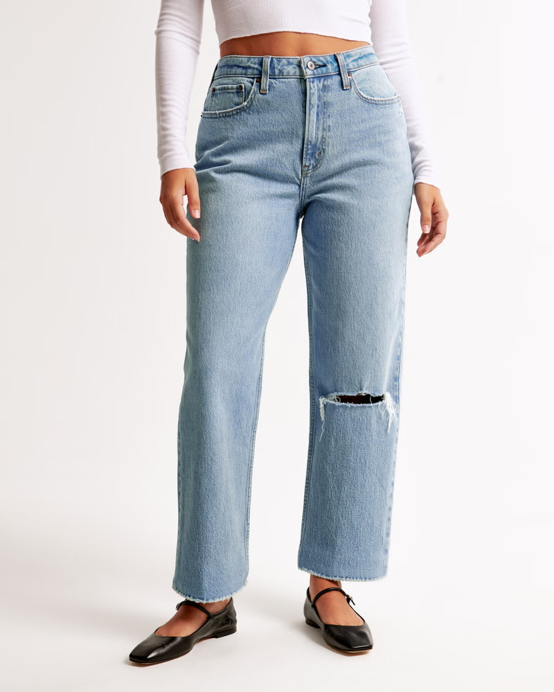 Women's Curve Love High Rise Vintage Straight Jean | Women's | Abercrombie.com | Abercrombie & Fitch (US)