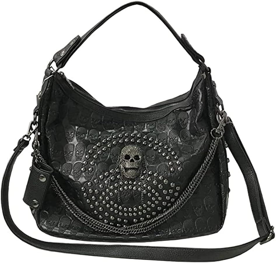Skull Handbags Women Tote Bags Skull Print Leather Shoulder Crossbody Bag Studded Satchel Purse G... | Amazon (US)