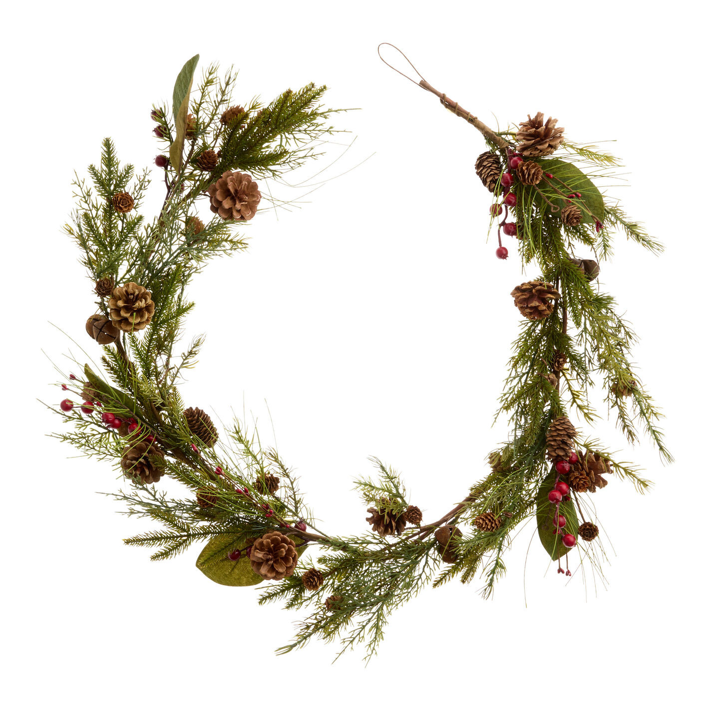 Eucalyptus and Red Berries with Burnished Bells Garland | World Market