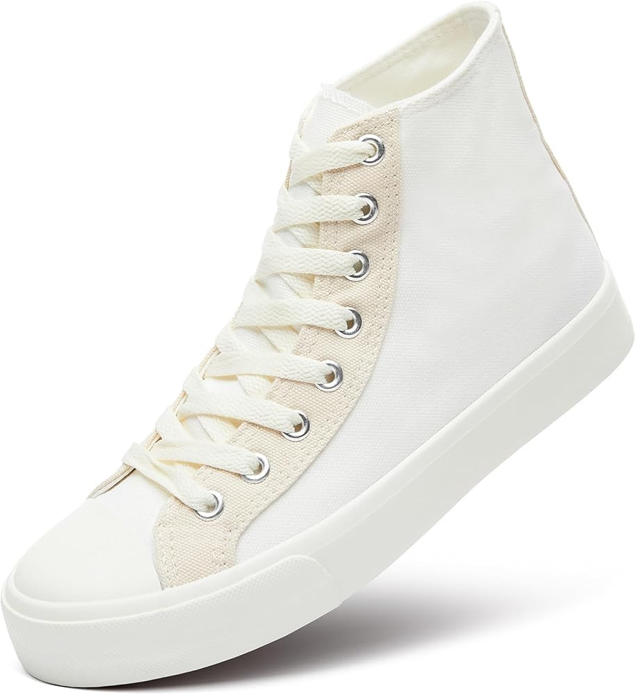 Womens Canvas Sneakers High Top Lace ups Casual Walking Shoes | Amazon (US)