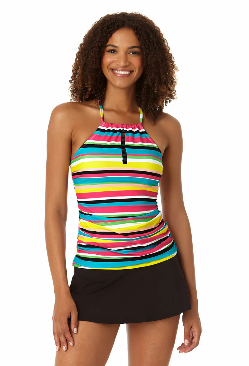 Anne Cole - Women's Center Tab High Neck Tankini Swim Top | Anne Cole