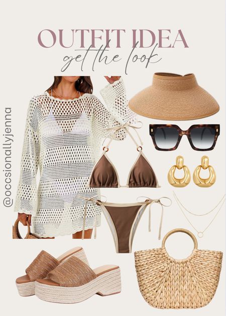Outfit idea, get the look from Amazon! 

Cover up dress, bikini, visor, hat, sunglasses, earrings, straw bag, sandals, shoes, vacation style, pool outfit, summer 

#LTKStyleTip #LTKTravel #LTKSwim