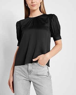 Satin Puff Sleeve Top | Express