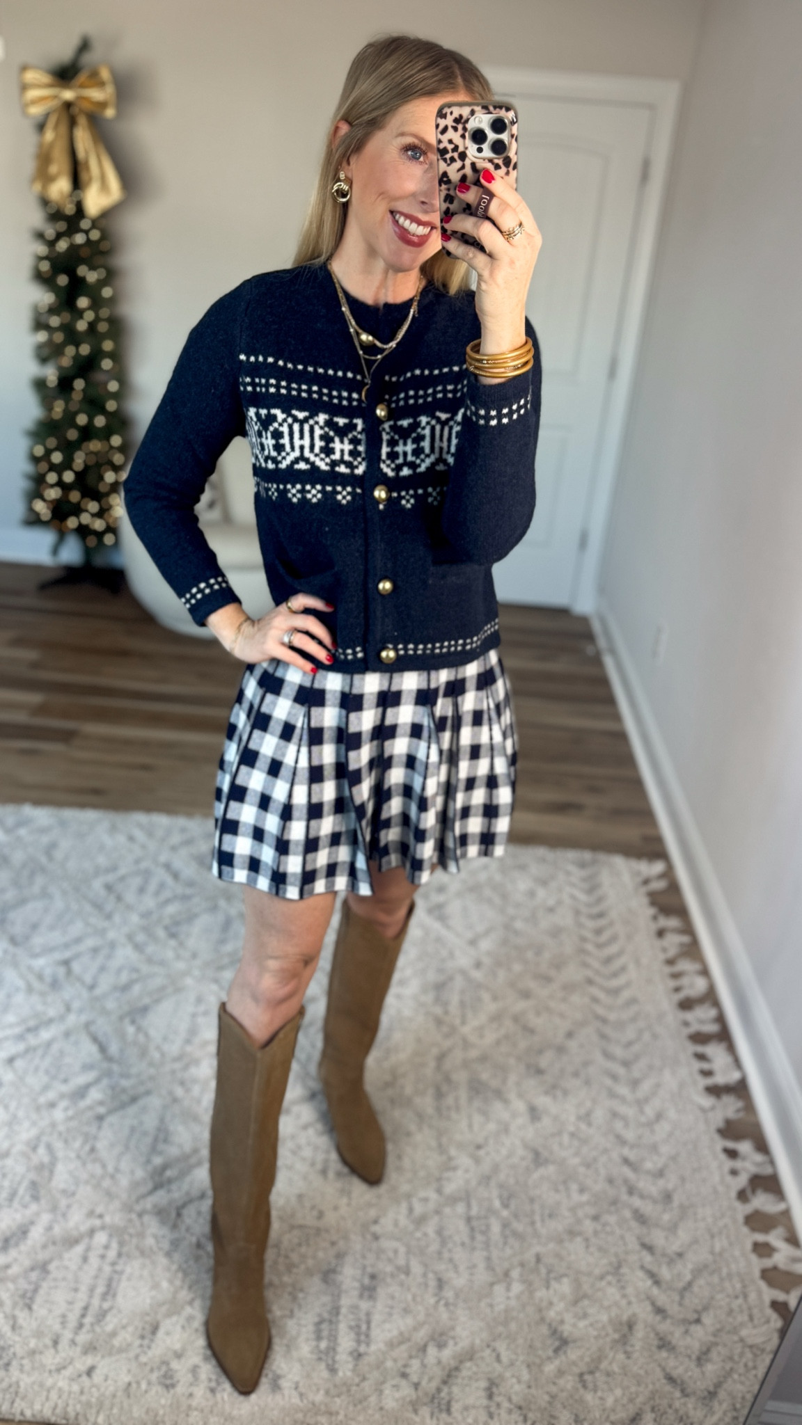 Daily try on, Walmart outfit, Walmart fashion, Walmart try on, fair isle cardigan, gingham skirt

Small in both 

#LTKFindsUnder50 #LTKootd