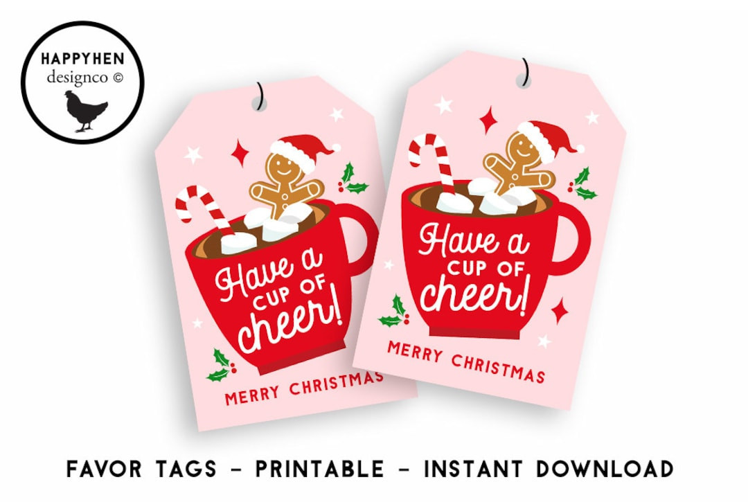 Hot Cocoa Tags Gift Favor Party Christmas Holiday Pink Coco Digital Printable INSTANT DOWNLOAD - ... | Etsy (US)