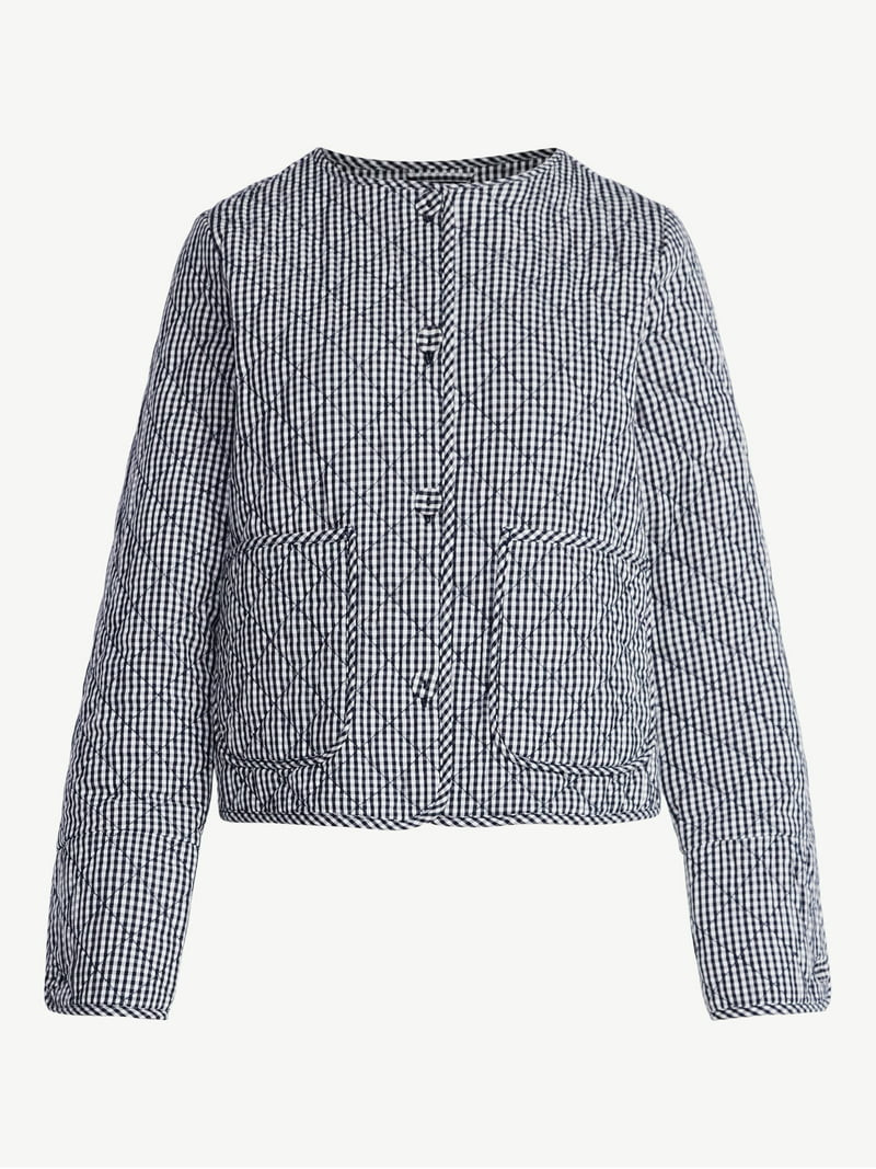 Free Assembly Women's Collarless Cotton Quilted Jacket, Sizes XS-XXL | Walmart (US)