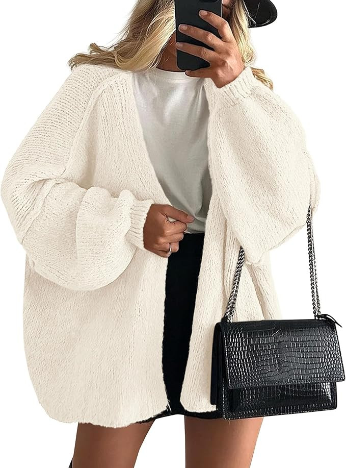 PRETTYGARDEN Womens Oversized Cardigan Sweaters 2025 Fall Long Lantern Sleeve Knit Open Front Lig... | Amazon (US)